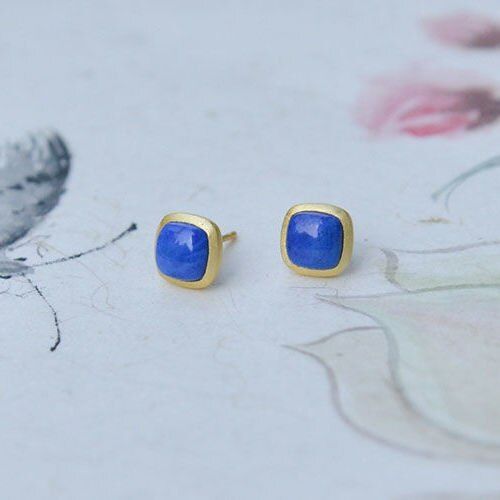 Boucles D'oreilles Classiques Carres En Lapis Lazuli Naturel Pour Femmes, En Argent Sterling S925 Incrust, Style Noble Et lgant