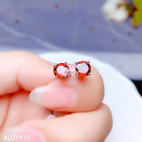 Boucles D'oreilles Classiques En Argent Sterling 925 Pour Femmes, Incrustes De Pierres Prcieuses En Grenat Naturel, Dtection De Support