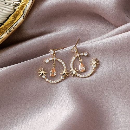 Boucles D'oreilles Corennes En Forme D'toiles, En Zircon, Pour Femmes, lgantes, En Cristal De Champagne,  La Mode, Nouvelle Collection 2020