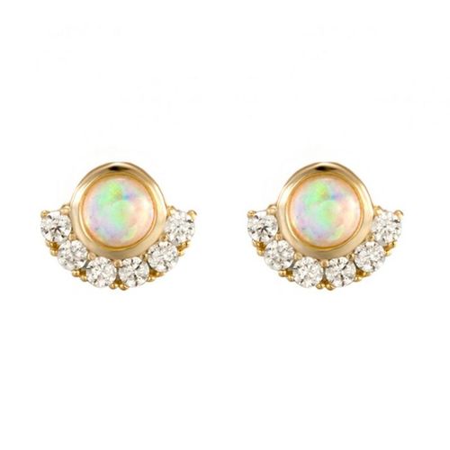 Boucles D'oreilles Corennes En Opale Et Cristaux En Zircon Pour Femmes, En Argent Sterling 925,  Petits Clous, Bijoux  La Mode, Cadeau Pour Filles, A30