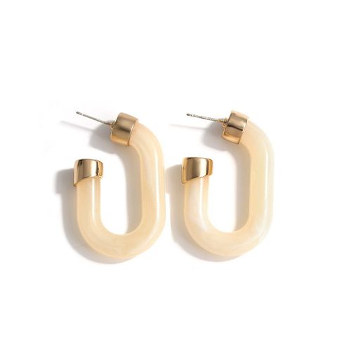 Boucles D'oreilles Corennes En Rsine Transparente Marron En Forme De C Pour Femmes Et Filles, Bijoux Gomtriques  Texture Mtallique