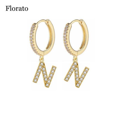 Boucles D'oreilles Croles Corennes En Argent Regard 925 Pour Femmes, 26 Lettres, Pendentif Exquis, Bijoux En Or, Mode