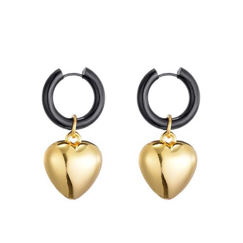 Boucles D'oreilles Croles En Acier Inoxydable Pour Femmes,Pendentif Coeur,Dclaration,Solide,Or Lyel,Argent,Noir,Document,Cadeau De Bijoux,