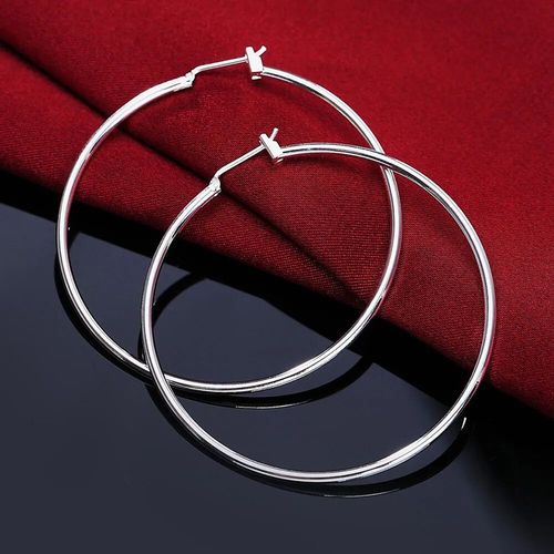 Boucles D'oreilles Croles En Argent Pour Femmes,Boucles D'oreilles Simples,Cercle Rond,Bijoux De Charme De Fianailles De Mariage,Qualit Suprieure,Mode