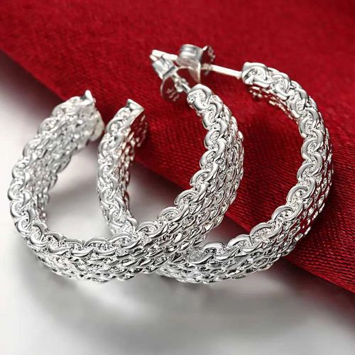 Boucles D'oreilles Croles En Argent Pour Femmes,Boucles D'oreilles Simples,Cercle Rond,Bijoux De Charme De Fianailles De Mariage,Qualit Suprieure,Mode