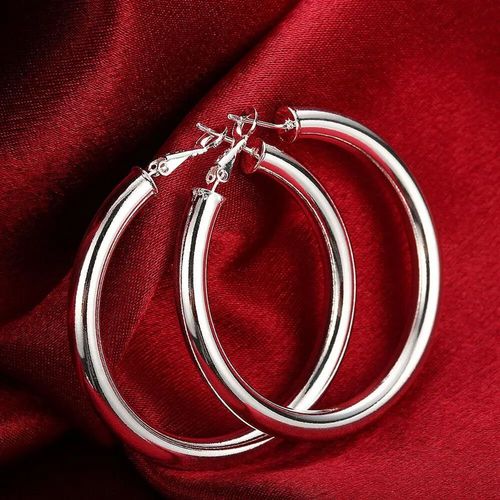 Boucles D'oreilles Croles En Argent Pour Femmes,Boucles D'oreilles Simples,Cercle Rond,Bijoux De Charme De Fianailles De Mariage,Qualit Suprieure,Mode