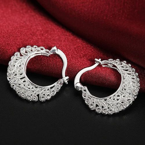 Boucles D'oreilles Croles En Argent Pour Femmes,Boucles D'oreilles Simples,Cercle Rond,Bijoux De Charme De Fianailles De Mariage,Qualit Suprieure,Mode