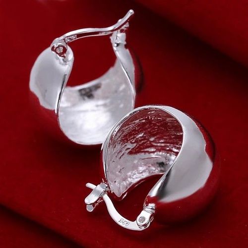 Boucles D'oreilles Croles Rondes Simples En Argent Regard 925 Pour Femmes,Bijoux De Charme De Fianailles De Mariage,Qualit Suprieure,Mode