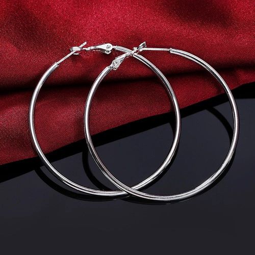 Boucles D'oreilles Croles Rondes Simples En Argent Regard 925 Pour Femmes,Bijoux De Charme De Fianailles De Mariage,Qualit Suprieure,Mode