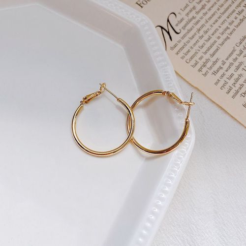 Boucles D'oreilles Croles Unies Atmosphriques Exagres Femmes Ins Style Froid Boucles D'oreilles En Mtal All-Match Boucles D'oreilles En Argent 925 Net Aiguille Rouge-E2455 Or 3cm