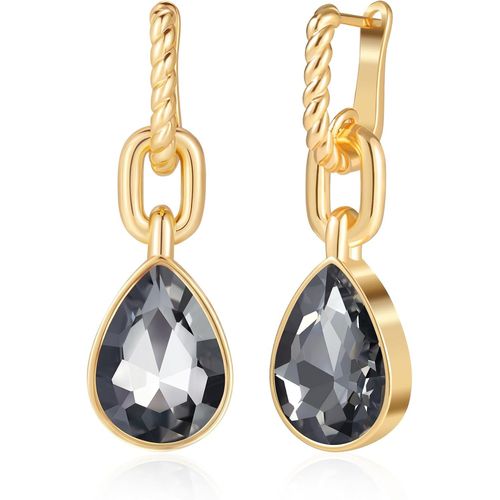 Boucles D'oreilles CrOles En Cristal Dor Pour Femmes, Boucles D'oreilles Goutte D'eau En Cristal Noir Vert Meraude Torsad Plaqu Or 18 Carats, Bijoux Cadeaux