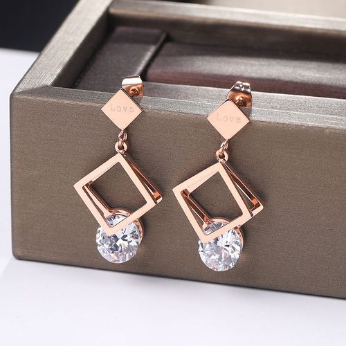 Boucles D'oreilles Cubiques En Zircone Pour Femmes, Classiques, En Acier Titane, Couleur Rapide, Rose, Or, Creux, Carr, 2021
