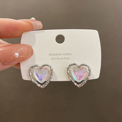 Boucles D'oreilles D'amour En Mtal Au Clair De Lune Blanc Design De Niche Pour Femmes Boucles D'oreilles Vent Froid Haut De Gamme Boucles D'oreilles Rtro-Sw-A772 Argent