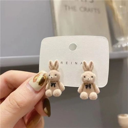 Boucles D'oreilles D'ours En Argent Pour Femme Et Fille,Bijoux Mignons,Lapin Floqu, La Mode Corenne,Collection Automne Et Hiver 2023