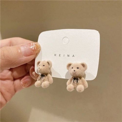 Boucles D'oreilles D'ours En Argent Pour Femme Et Fille,Bijoux Mignons,Lapin Floqu, La Mode Corenne,Collection Automne Et Hiver 2023