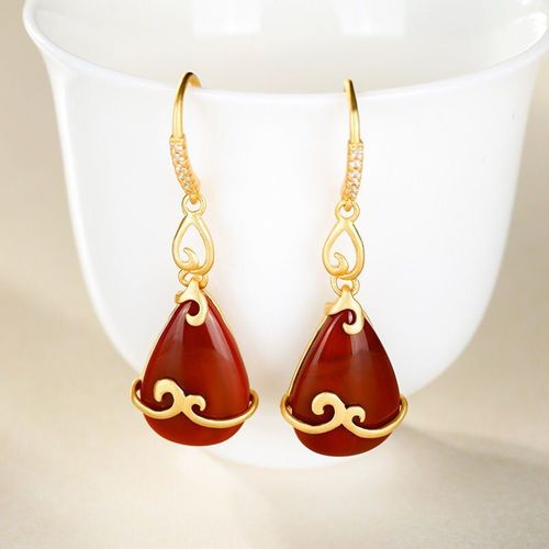 Boucles D'oreilles De Haute Qualit Sud Red, En Argent Sterling S925, En Agate, Pour Femmes, Simple Et De Temprament, Style Froid