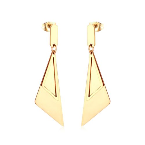 Boucles D'oreilles De Luxe En Acier Inoxydable Pour Femmes, Accessoires De Style Behmien, En Forme De Coquille Noire Et Dore, Pendentif Triangulaire, Longues, De Fte