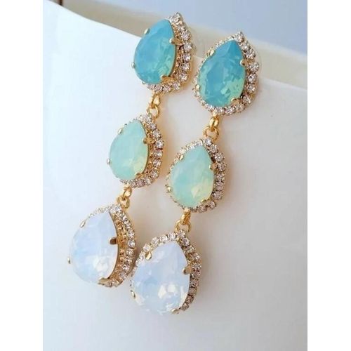 Boucles D'oreilles De Luxe En Forme De Poire Pour Femmes, En Forme De Goutte D'eau, En Opale De Feu,  La Mode, Pour Marie, Bijoux De Fte De Mariage