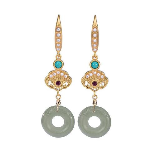 Boucles D'oreilles De Luxe En Jade Naturel Hetian Pour Femmes, Bijoux En Argent, Style Chinois, Rtro, Unique, Ancien, Artisanat, Charme
