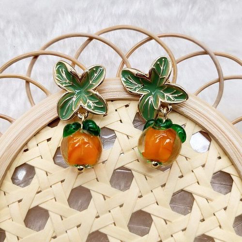Boucles D'oreilles De Style Coren Pour Femmes, Accessoires De Couleur Vert Orange, Simple Et Cratif, Bijoux Doux Et Mignons, Cadeau