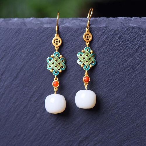 Boucles D'oreilles De Styliste En Jade Hetian, Perles Anciennes De Style Chinois, Original, Nouveau, Temprament Rtro, Charme lgant, Bijoux En Argent Pour Dames