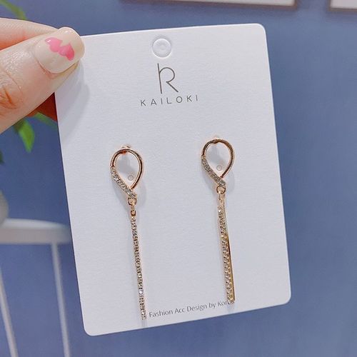 Boucles D'oreilles Double CUr En Cristal, Exagres,  La Mode, Longues, Goutte D'eau, Bijoux Strass, Nouvelle Tendance, 2021