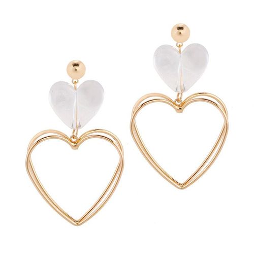 Boucles D'oreilles Double CUr Pour Femmes, En Alliage, En Acrylique Transparent Exagr, Pendentif Goutte, Nouveau Design, 2021