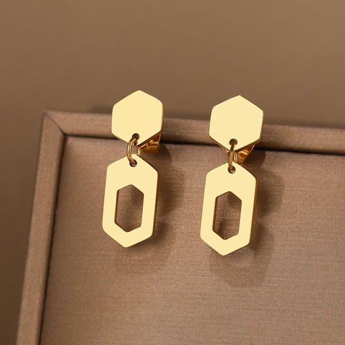 Boucles D'oreilles En Acier Inoxydable Nouveau Classique Simple Gomtrique Hexagone Conception Pendentif Boucles D'oreilles De Mode Pour Les Femmes Bijoux Cadeaux De Fte