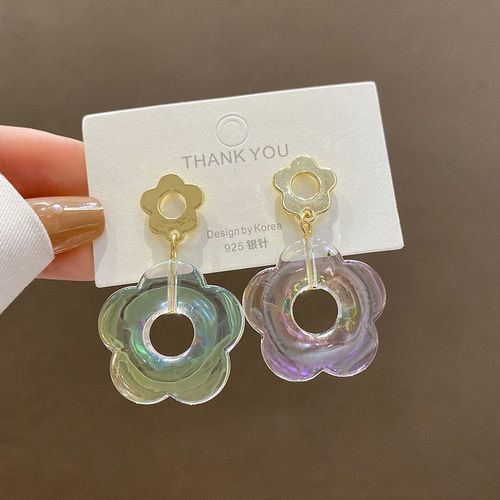 Boucles D'oreilles En Acrylique Transparent Irrgulier Coren Avec Aiguille En Argent 925 Ins Style Boucles D'oreilles Design De Niche Haut De Gamme Boucles D'oreilles Femme-A392 Aiguille Or-Argent