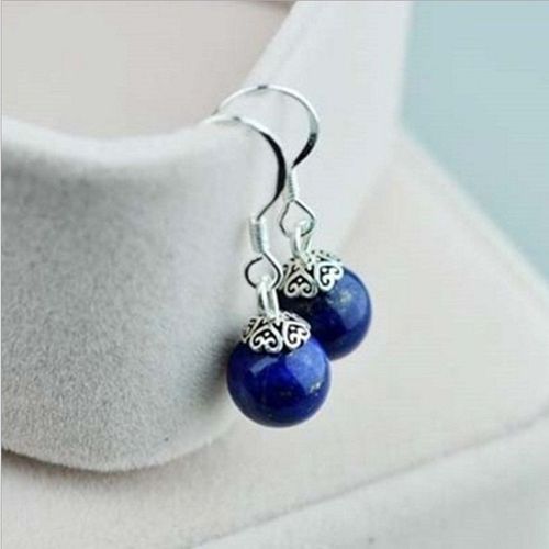 Boucles D'oreilles En Argent 925 Lapis Lazuli Naturel, 8mm, Perles Originales Simples En Pulpe De Jade, Cadeau Fait  La Main, Bijoux En Pierre Fine Pour Femmes
