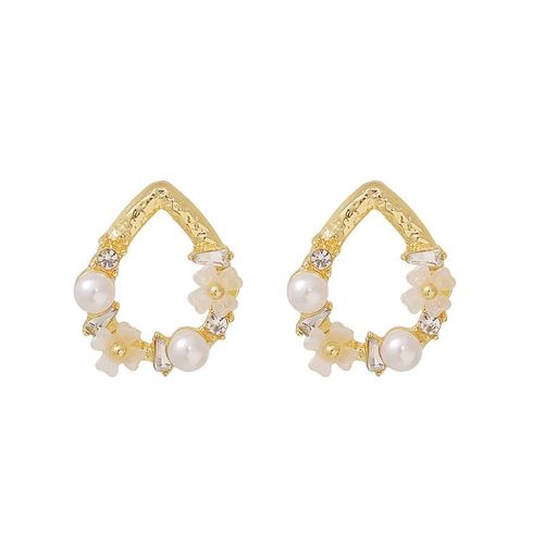 Boucles D'oreilles En Argent S925, Aiguille De Temprament Simple Fleur En Cristal Net Rouge, Bijoux De Mariage Pour Femmes, Imitation De Perle