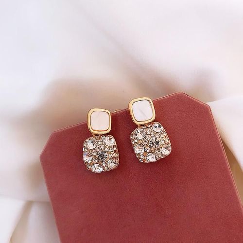 Boucles D'oreilles En Argent S925 Pour Femmes, Biscuits Carrs Rtro, Goutte D'huile, Filet De Temprament De Chimre, Bijoux Rouges, Violet, Nouveau