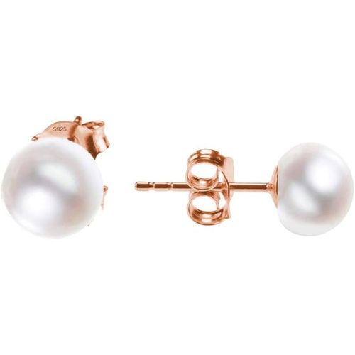 Boucles D'oreilles En Argent Sterling 925 Avec Perles De Culture D'eau Douce Blanches|Boucles D'oreilles Pour Femme Avec Tige|Boucles D'oreilles Avec Perles En Argent,Or Et Or Rose.[X1797]