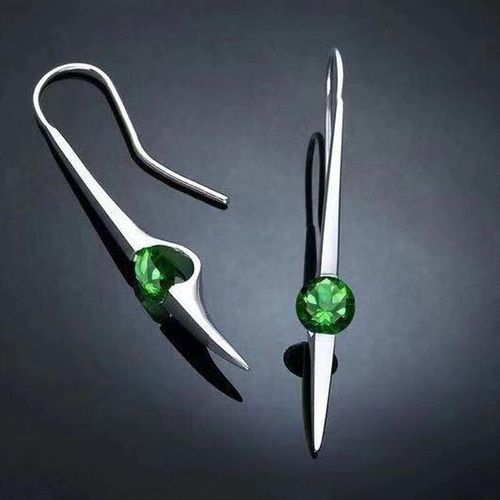 Boucles D'oreilles En Argent Sterling 925 Et Zircone Simple, Breloques, Violet, Vert, Pierre, Barre, Vert, Violet, Zircon, Bijoux De Mariage Pour Femmes