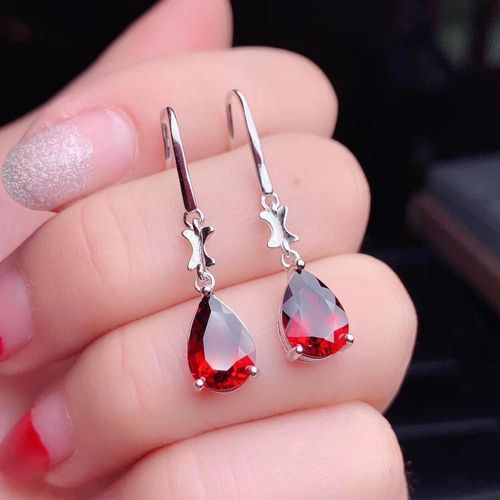 Boucles D'oreilles En Argent Sterling 925 Incrustes De Grenat Naturel, Bijoux Fins, Luxueux, Classiques, Pour Femmes, Dtection De Support Populaire
