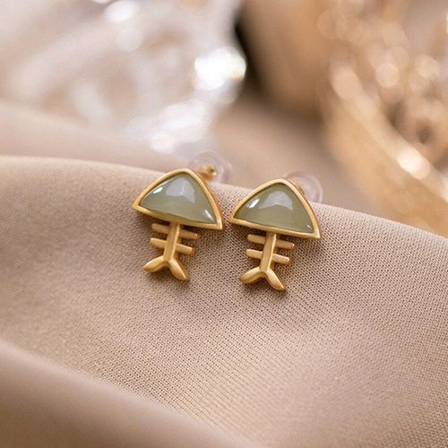 Boucles D'oreilles En Argent Sterling 925 Pour Femmes, Bijoux Fins En Jade Htian Naturel, En Os De Poisson, En Vogue, Nouveau Style, L0058