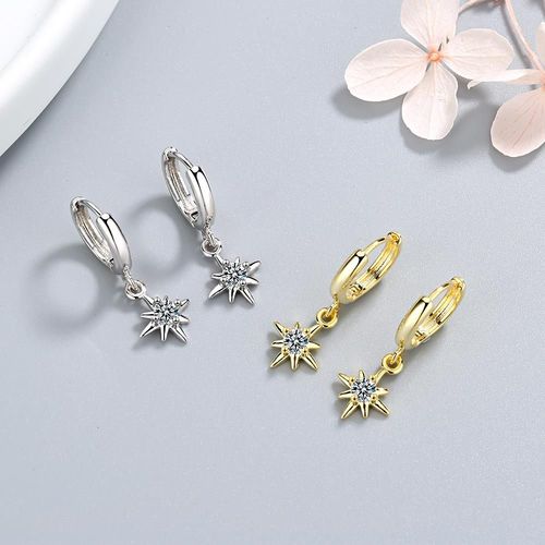 Boucles D'oreilles En Argent Sterling 925 Pour Femmes, Pendentif En Forme D'toile, En Zircon Transparent Scintillant, Bijoux De Dclaration, Cadeau, S-E967