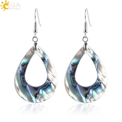 Boucles D'oreilles En Coquillage D'ormeau Naturel Pour Femmes, Pendentif En Forme De Poire, Bijou  La Mode E903