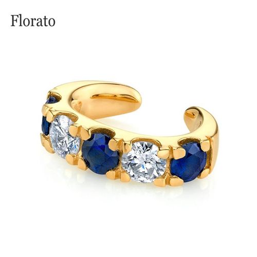 Boucles D'oreilles En Cristal De Zircone Plaqu Or 24 Carats Pour Femmes, Clips D'oreille En Argent Avec Pierres Prcieuses, Bleu Et Vert, Tendance De La Mode, Cadeau De Bijoux De Fte
