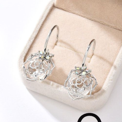 Boucles D'oreilles En Cristal Pour Femmes, Bijoux Ajours, Couleur Argent, Rose, Goutte D'eau, Mode Corenne, Tendance