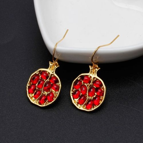 Boucles D'oreilles En Cristal Pour Femmes, Bijoux En Forme De Fruits, Grenade Rouge, Goutte D'eau,  La Mode