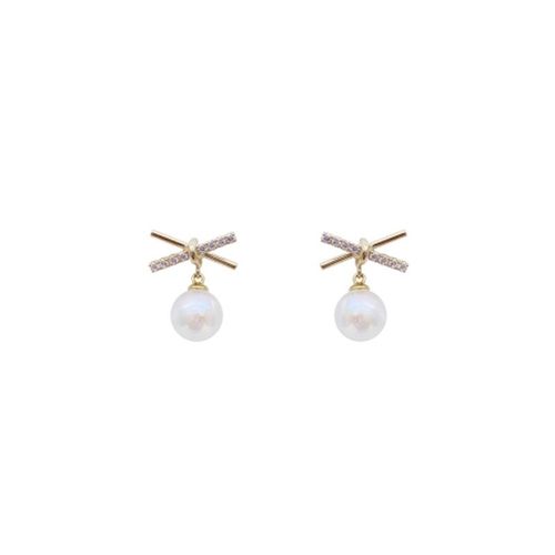 Boucles D'oreilles En Cristal Pour Filles, Version Corenne, Croix, Lettre X, Perle, Luxe, Atmosphre, Net, Rouge