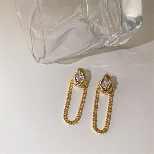 Boucles D'oreilles En Cuivre Plaqu Or 18 Carats, Chane En Mtal Cristal, Gland, Restauration Des Anciennes Manires De Caractre Individuel, Boucles D'oreilles  La Mode