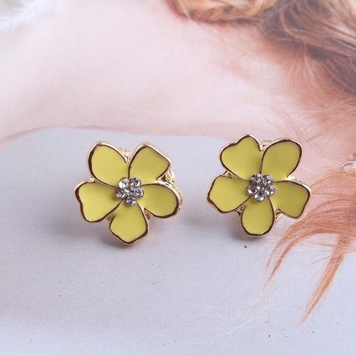 Boucles D'oreilles En mail Style Coren En Forme De Fleur Sans Piercing Pour Filles,Bijoux Mignons Sans Trou