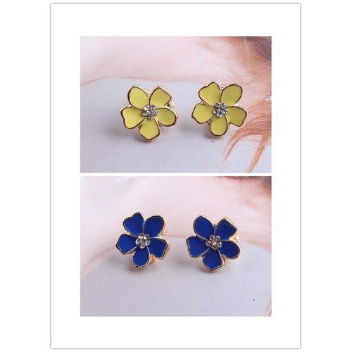 Boucles D'oreilles En mail Style Coren En Forme De Fleur Sans Piercing Pour Filles,Bijoux Mignons Sans Trou