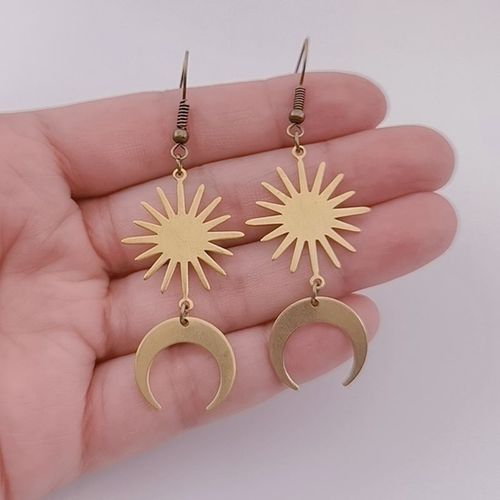 Boucles D'oreilles En Forme D'ange Pour Femme, Couleur Laiton, Bijoux En Cristal Clair, Style Hippie, Style Boho, Cadeau,  La Mode, Nouvelle Collection