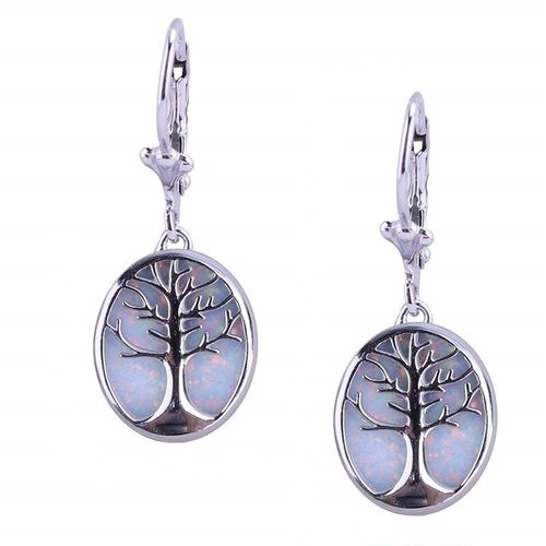 Boucles D'oreilles En Forme D'arbre De Vie Pour Femmes, Longues Pendants, Style Boho, Imitation Opale De Feu Bleu, Bijoux De Dclaration, Accessoires, Cadeaux