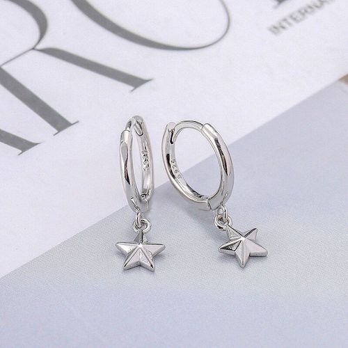 Boucles D'oreilles En Forme D'toile En Trois Dimensions Pour Femmes, Couleur Argent, Pendentif En Forme De Cerceau, Simple, Petit, Dor, Franais, Vente En Gros