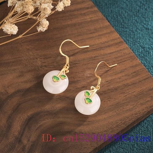Boucles D'oreilles En Forme De Beignet, En Jade Blanc, Calcdoine, Amulette En Pierre Prcieuse, Breloque En Cristal, Agate 925, Argent, Zircon Naturel, Bijoux Pour Femmes