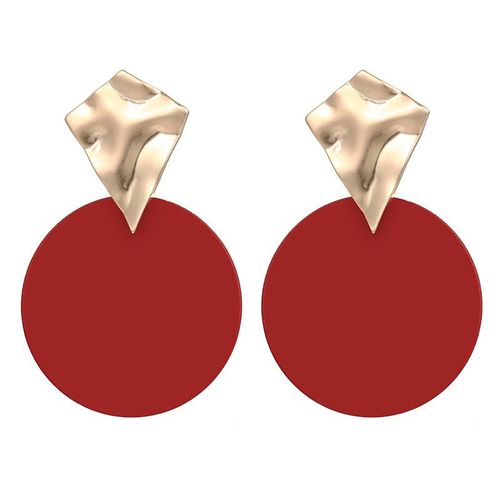 Boucles D'oreilles En Forme De Cne Dor Pour Femmes, Longues Boucles D'oreilles Rondes En Mtal Rouge  La Mode, Bijoux De Dclaration  La Mode, 2021